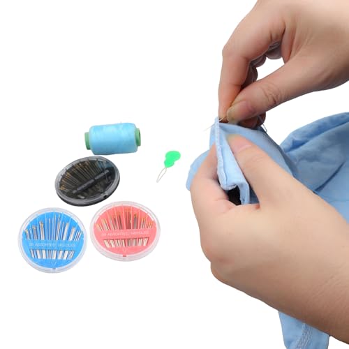 Eketirry 60pcs Premium Hand Sewing Needles，2 Pack 30-Count Assorted Needles for Sewing Repair, 6 Different Sizes Sewing Needles with 2 Threaders (Blue& Black,1) - style: Blue&Black