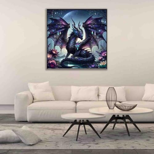 DYAIANGMU Dragon Stamped Cross Stitch Kit for Adults 13.7x13.7 inches - color: red-69