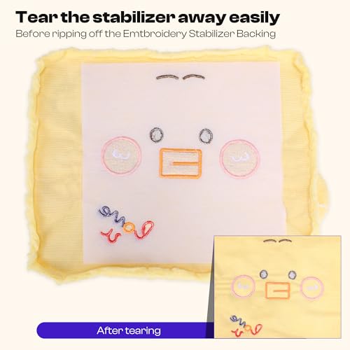 Caydo 100 Sheets 8"x8" Embroidery Stablizer, Tear Away Stablizer Precut Embroidery Stablizer for Machine Embroidery, Fits 4"x4" and 6"x6" Embroidery Hoops