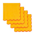 Blue Needles Cotton Scalloped Embroidery Cloth Napkins 17X17Inch - Set of 4 - color: Golden Yellow(edges - Orange)