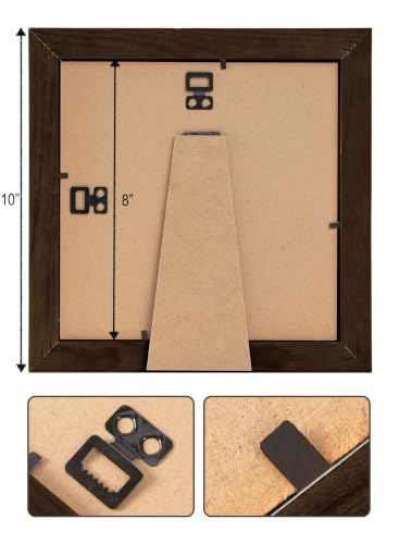 Rustic Wooden Square Picture Frames 8x8 - Set of 2-100% Natural Solid Eco Wood with Real Glass for Wall Mounting and Tabletop Photo Frame - Brown Wenge - color: Brown Wenge