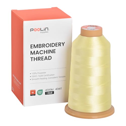 Poolin Polyester Machine Embroidery Thread 4000M 40WT Pale Yellow 0742 - color: Pale Yellow 0742