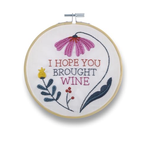 FUNATIC I Hope You Brought Wine Funny Embroidery Kit for Adults - color: I Hope You Brought Wine