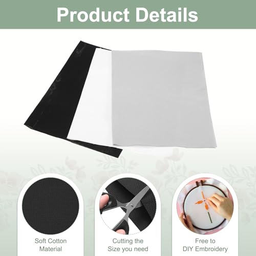 PATIKIL 14 Count Cross Stitch Cloth 59"x39", 1 Pcs Embroidery Cotton Fabric DIY Cross Stitch for Handmade Needlework Art Crafts Machine Embroidery, Black - color: Black, size: 59"x39"