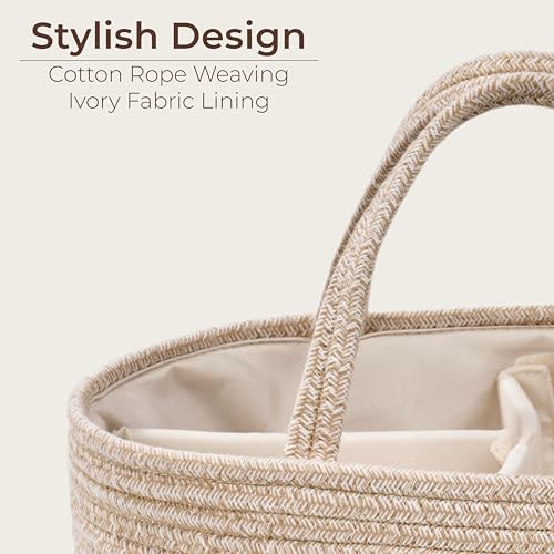 Diaper Caddy Organizer, Gift Basket for Baby Shower, Newborn Essentials - color: Oatmeal, size: Large