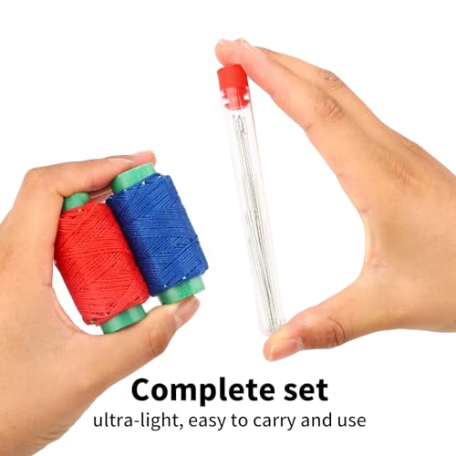 Sinbana 37pcs Big Eye Steel Needle Set, Portable Hand Sewing Needles with Small Scissors 5 Thread 2 Needle Threader 2 Thimble & Thread Ripper Tools for Beginners & Craft Lovers