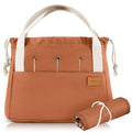 Stylish Crochet Bag Organizer for Yarn - Durable Canvas with 8 Pockets - color: Brown