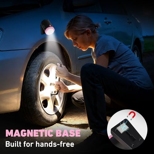 2-Pack 800LM Pink Rechargeable LED Work Light, Magnetic & Clamp