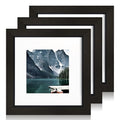 Hongkee 6x6 Black Picture Frames set of 3, Made of Wooden and Real Glass Square Photo frame - Displays 4x4 Picture With Mat or 6 x 6 Without Mat, Desktop & Wall Collage Frame set - color: Black, size: 6x6 in