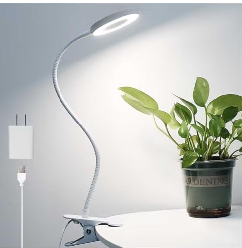 Woputne Desk Lamp Clip on Desk Reading Lights for Books in Bed (White) - size: White-1 Piece-Standard-With Adapter