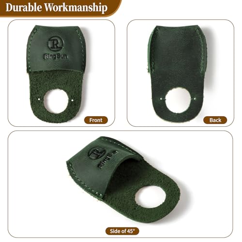 Ringsun Thumb Guard Wood Carving Tools, Leather Finger Protector, Handmade Carpenter Working Carving Kit Accessories Green - color: Green