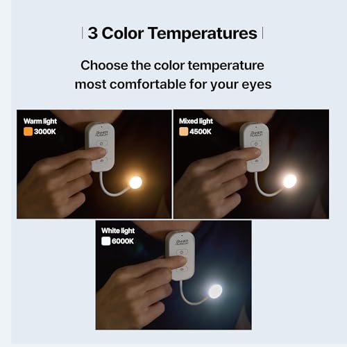 Clip-On Light for Clothes with Portable Case – Book Light, USB Rechargeable LED Lamp for Reading in Bed, Eye-Friendly 3 Color Modes, 3-Level Dimming - color: White