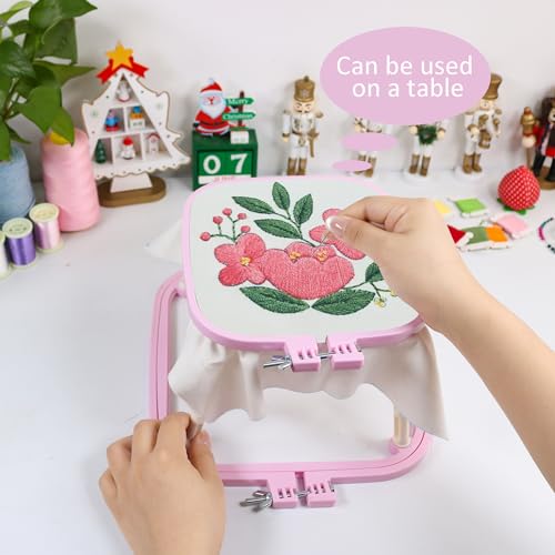 guofa Square Embroidery Hoop Stand，ABS Plastic Cross Stitch Stand, Embroidery Hoop Holder for DIY Craft, Punch Needle Hoop, Sewing Needlepoint Frame Stand (green) - color: green