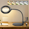 30X 10X Magnifying Glass with Light and Stand, 90 LED 5-Color Dimmable - size: Round