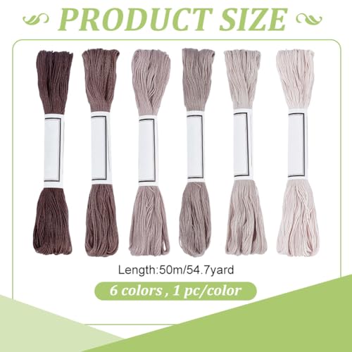 FREEBLOSS 6pcs Sashiko Thread 100% Cotton 6 * 50m(55yds) Japanese Embroidery Sashiko Threads 4-Strand Sewing Thread & Floss for Hand Sewing Embroidery Supplies (Grey), Total 300M/329yds - color: Gray