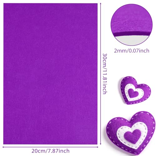 NEBURORA 12 Pcs 2mm Thick Stiff Felt Sheets for Crafts Sewing(Purple) - color: Purple