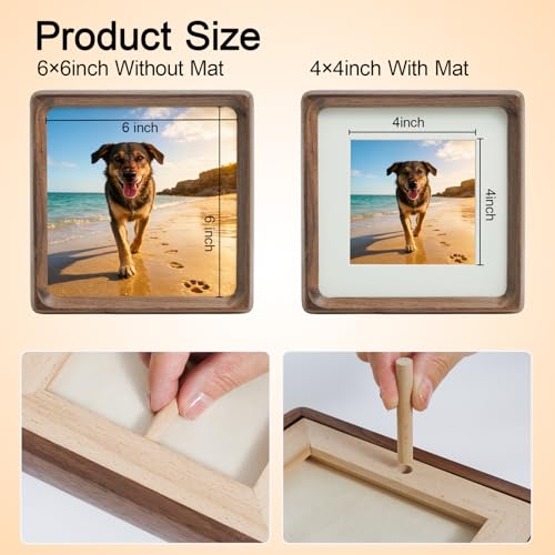 Square 6x6 Picture Frame with Mat Matted to 4×4 - size: 6×6