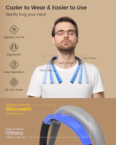 Glocusent Upgraded LED Neck Reading Light, Book Light for Reading in Bed - color: Lake Blue, size: Slim-Medium