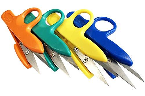 Golden Eagle Right/Left Craft Sewing Pruning Thread Scissors in Soft Vinyl Pouch 4pcs a Pack (4pcs Yellow) - color: 4pcs Yellow