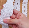 7Yards Cotton Lace Trim White Eyelet Lace Ribbon Bowknot Embroidery Scalloped Lace for Sewing Crafts, Dress, Dolls/Pets Clothes (White A) - color: White A