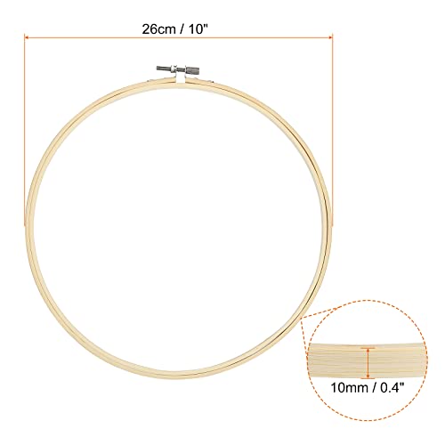 PATIKIL 12 Pieces 10 Inch Embroidery Hoops Round Adjustable Bamboo Circle Cross Stitch Hoop Ring Bulk for Embroidery Art Craft Handy Sewing Decoration - size: 10 Inch