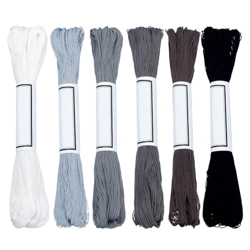 FREEBLOSS 300 Yards Sashiko Thread 6 Skeins 100% Cotton Cord Grey Japanese Embroidery Sashiko Threads for Hand Sewing Thick Sashiko Thread for Japanese Embroidery Supplies Embroidery Floss - color: Grey