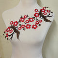 1pair Quince Sakura Flower Embroidery Iron On Applique Patches (Red H) - color: Red H