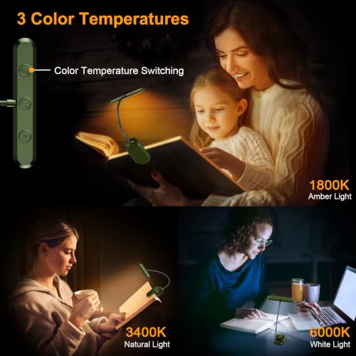 Gritin Rechargeable Book Light for Reading in Bed with 19 LED - color: Deep Green