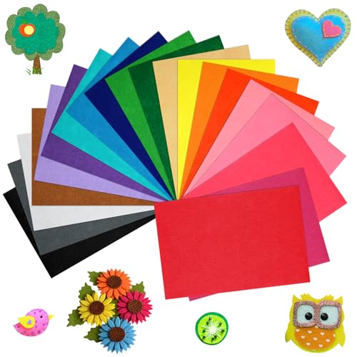 20 Pcs Felt Fabric Sheet 8" x 12" Assorted Color Felt Fabric Sheets for Crafts DIY Handcraft Sewing Squares Patchwork Nonwoven - color: Different Colors