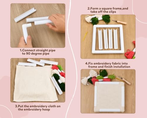 DS. DISTINCTIVE STYLE Embroidery Hoop 3 PCS for Cross Stitch Plastic Cross Stitch Frame Set Rectangular Embroidery Hoops 6x6 8x8 11x11 for Needlepoint Quilting Sewing
