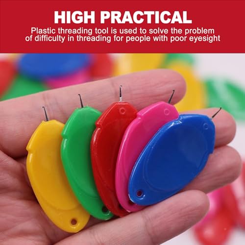 KlayXira 12 Pack Needle Threaders for Hand Sewing and Machine, Simple Threader Tool for Small Eye Needles, Embroidery Floss and Cross Stitch, Sewing Kit Essential for Seniors and Crafters, 5 Colors