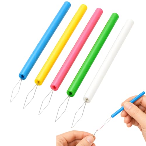 5Pcs Needle Threading Tool Set, Easy Threading Guide for Sewing, Plastic Threader for Elderly, Beading and Handcraft Accessories