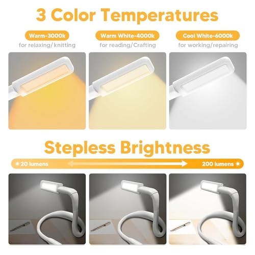 Neck Light, Rechargeable Book Light for Reading, Bright Dual Lamps - color: White