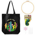 Louise Maelys 2 in 1 Embroidery Kit Canvas Tote Bag with Cactus Design - color: funny cactus