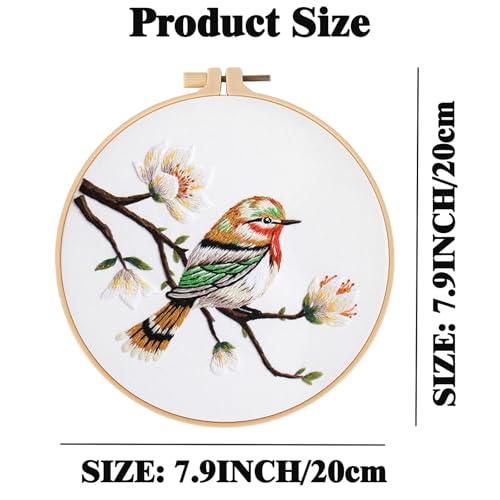 GLTAYLMY 3 Sets Embroidery Kit for Beginners Needlepoint Cross Stitch Kits for Adults,Stitch Learning DIY Kit with Easy Instruction,Stamped Bird Embroidery Patterns,Hoop,Threads,Sewing Hobby - color: BirdEK