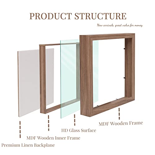 Muzilife 8x8 Small Shadow Box Wood Picture Frame, Tempered Glass, Brown - color: Brown, size: 8x8