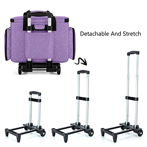 LUXJA Sewing Machine Case with Detachable Dolly, Purple - color: Purple, style: Sewing Machine Trolley