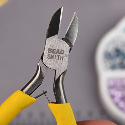 The Beadsmith Color-ID Side Cutter – 5 inches (127mm) – Yellow Comfort Grip Handle – Polished Steel Head and Double-Leaf Spring - Tool for Jewelry Making - size: Side Cutter - 5 Inches