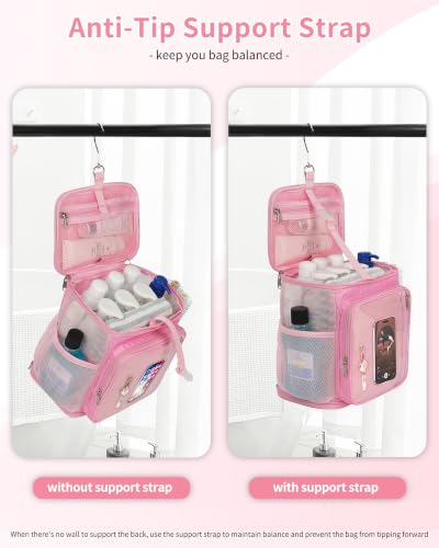 CUBETASTIC Mesh Shower Caddy Bag Portable - Large Capacity Shower Bag with Waterproof Phone Pocket & Sturdy Hook, Dorm Shower Caddy for Travel, Gym, College Essentials for Women & Men (Pink, M) - color: Pink