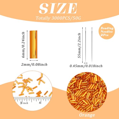 XIANNVXI 3000pcs Orange Glass Bugle Beads - color: Orange