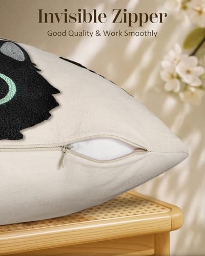 Embroidered Lumbar Pillow Cover 20x12 Inch, Cat Bone - color: Cat Bone, size: 20" x 12" (Pack of 1)