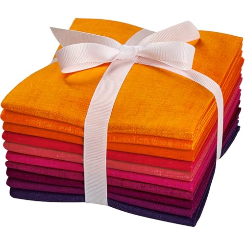 Craftido - 11 Options Solids with Tweed Tonals - Assorted Color Cotton Quilting Fabric Bundles 10pcs Fat Quarters 18"x21" - Medium Weight 5.2oz - for Quilting, Sewing and Crafts - Different Reds - color: Different Reds
