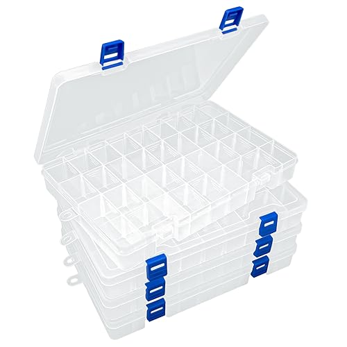 DUOFIRE Plastic Organizer Storage Box, Adjustable Divider 34 Grids, 4 Pack - color: White, size: 34 Grids, White X 4