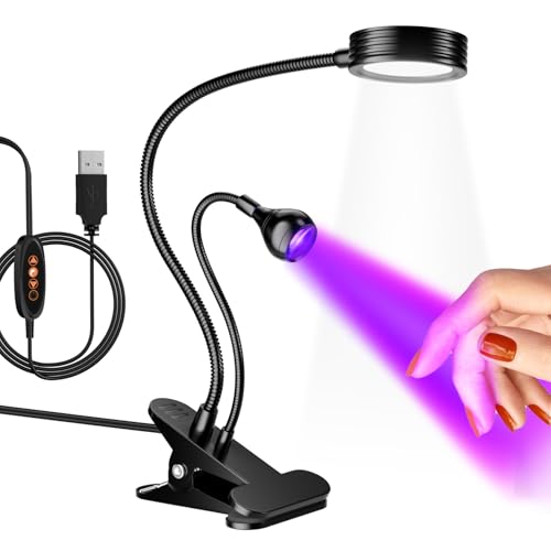 AORAEM UV LED Nail Lamp, Double-Headed Flash Cure Light, Black - color: Gooseneck-Black
