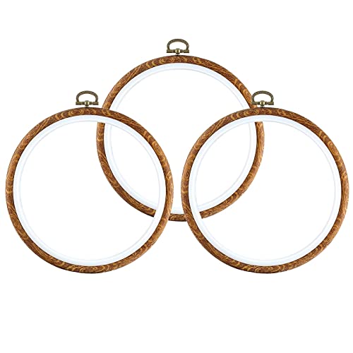 Piutouyar 3 Pcs 6.7 Inch Embroidery Hoop Set, Imitated Wood Display Frame - style: 3 Pieces 6.7 Inch