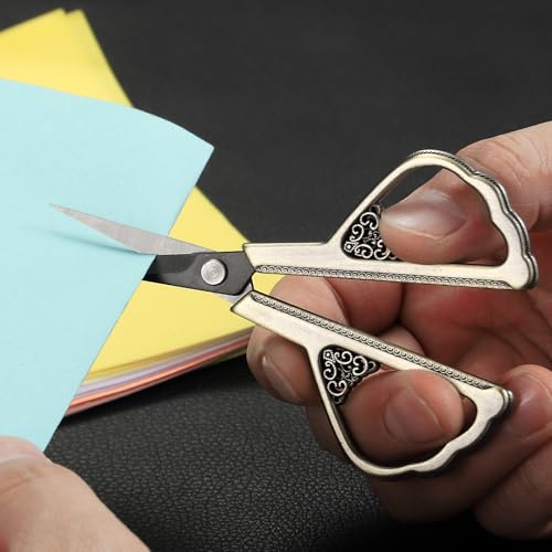 YOUGUOM Little Detail Scissors, Sharp Needlepoint Scissor with Case for Sewing Craft Crochet Cross Stitch Yarn, Thread Snips Small Embroidery Shears - color: Bronze