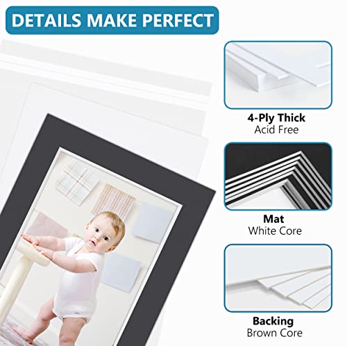Somime 10 Pack 11x14 Black Picture Mat Kit for 8.5x11 Photo with Bevel Cut - size: 11x14 10pack black complete set for 8.5x11