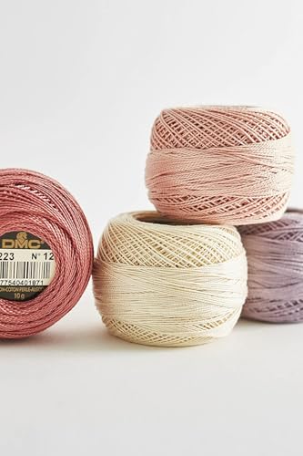 3 Counts DMC 116/8 Pearl Cotton Thread Balls (Black,White,Cream) - Black(310) Bundle with DMC Pearl Cotton Ball White (Blanc) and Cream (712), Size 8, Length 87 Yards, Inceler Supplies