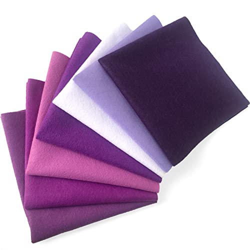 7pcs 18" X 18" 1.4mm Thick Soft Felt Nonwoven Fabric Sheet Pack DIY Craft Patchwork Sewing Square Assorted Colors (Purple Series) - color: Purple Series