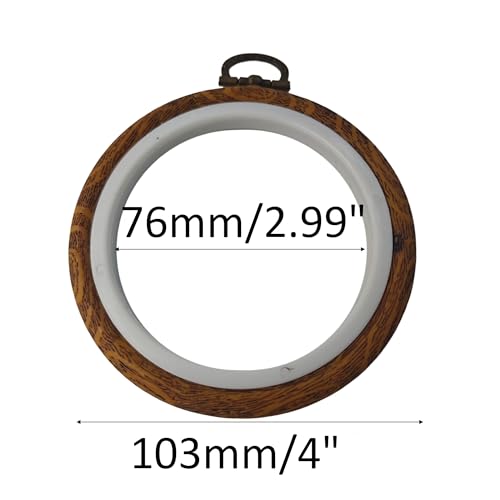 PDETVEO 4PCS 103mm/4Inch Round Embroidery Hoops, Mini Display Frame Circle Cross Stitch Ring Set, Imitated Wood Craft Hoops for DIY Ornaments, Sewing Projects - style: 103mm/4Inch
